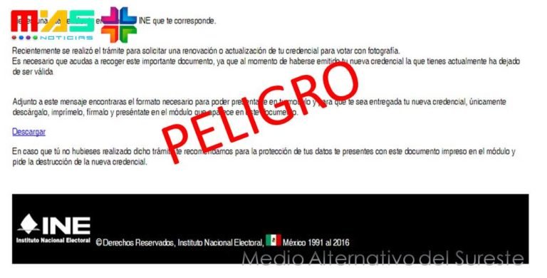 Supuesto correo de INE puede infectar tu equipo computo Hals Intelligence