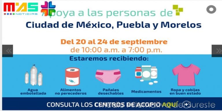 Abren más centros de acopio para apoyar a familias afectadas por temblores