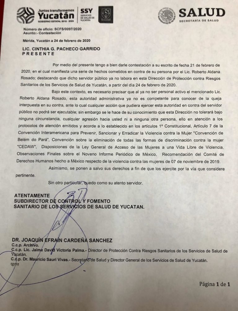 Acoso laboral sexual y violencia de genero en la Secretaria de Salud de Yucatán @Salud_Yucatan