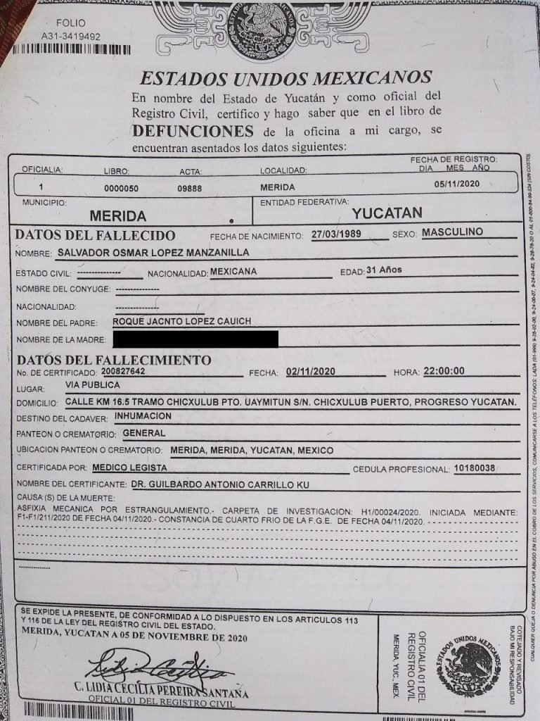 Detenido en la vía Chicxulub-Uaymitún fue estrangulado