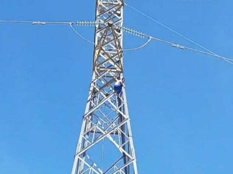 Mujer escala torre alta tensión en Ciudad Caucel