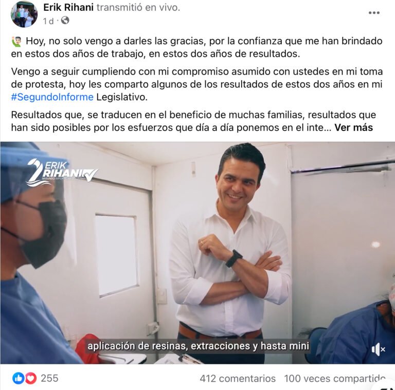 Aval ciudadano; respaldo de Progreso y el IX Distrito en 2o Informe de Erik Rihani