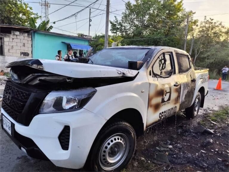 Roban y prenden fuego a camioneta de valores con 3 millones de pesos en Felipe Carrillo Puerto